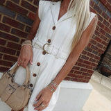 Beatrice Belted Mini Dress - Ecru