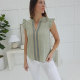 Walk The Line Top - Olive