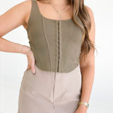 Dot Your Eyes Corset Top - Olive