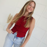 Influenced Knit Top - Crimson