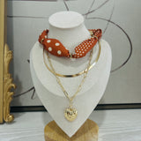 Scarf Chain Layered Necklace - Rust