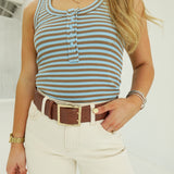 Checking In Tank - Sky Mocha Stripe