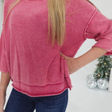 Washed + Worn Sweater - Dk Red