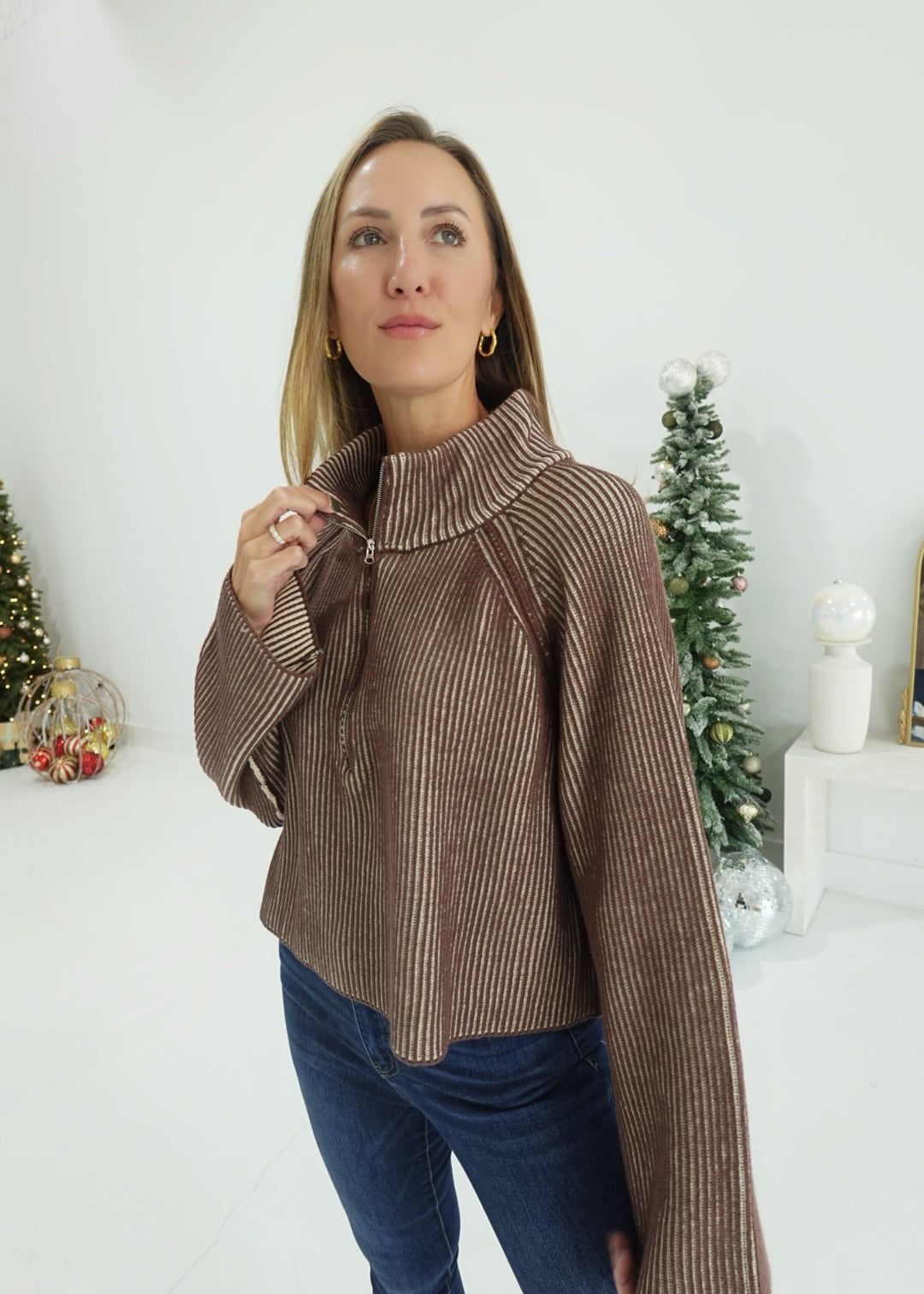 Dyers Half-Zip Sweater - Brown