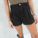 Huddle Pleated Shorts - Black
