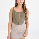 Dot Your Eyes Corset Top - Olive