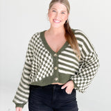 Rook Checkered Cardi - Olive