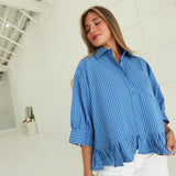 Perry Ruffle Blouse - Blue