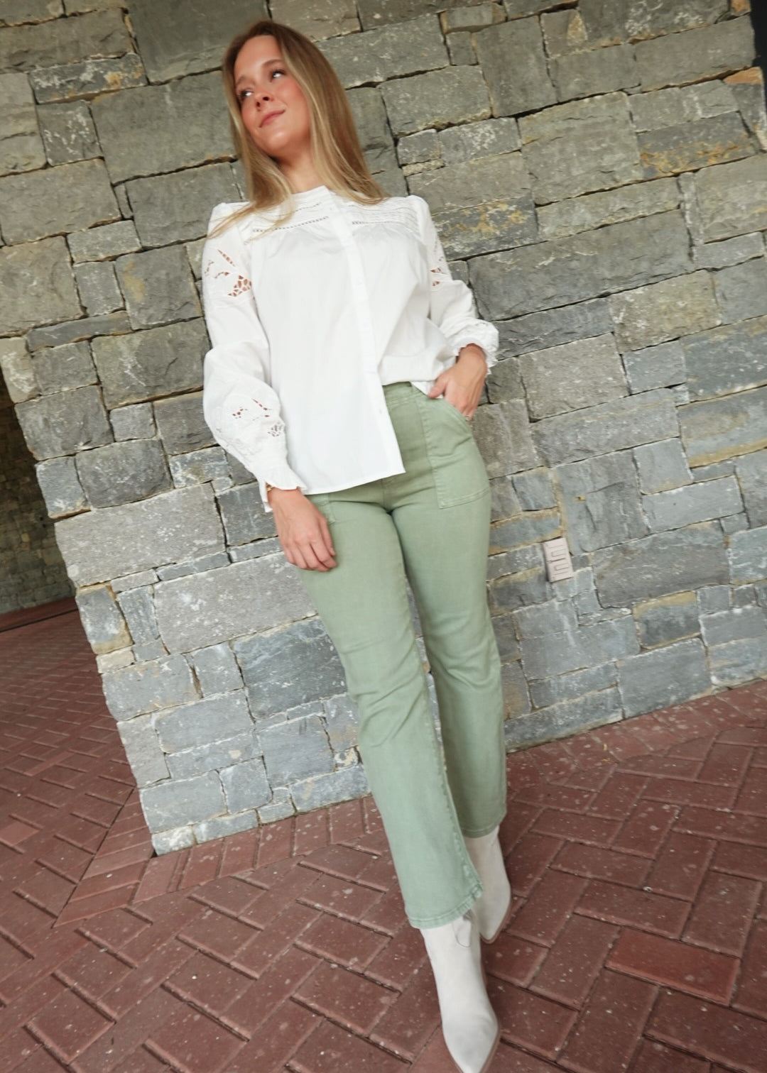 Polly High Rise Jeans - Sage