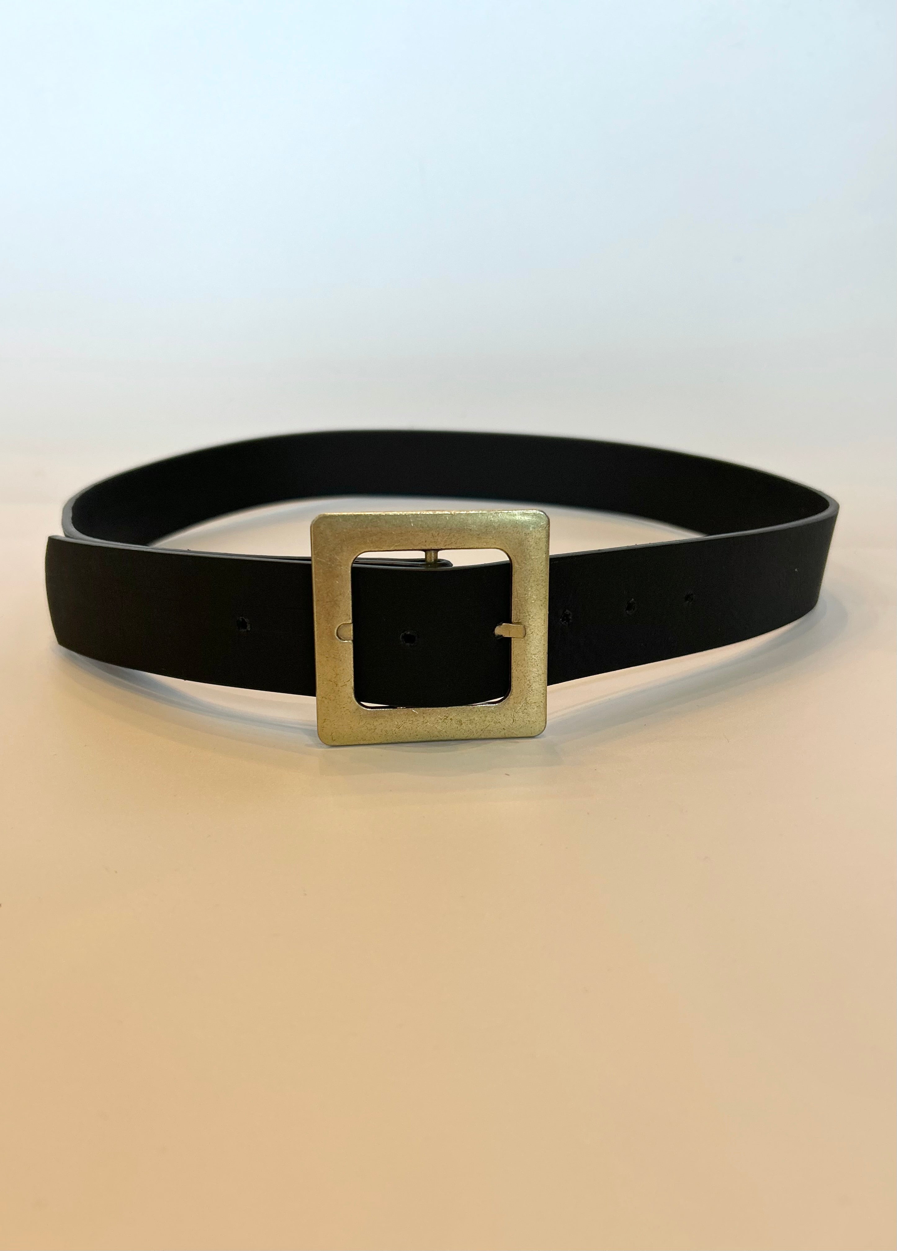 Oversized Square Buckle Belt - Black