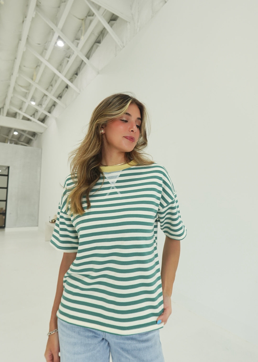 Johnnie Striped Top - Green Multi