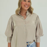 Charlisa Ruffle Blouse - Taupe