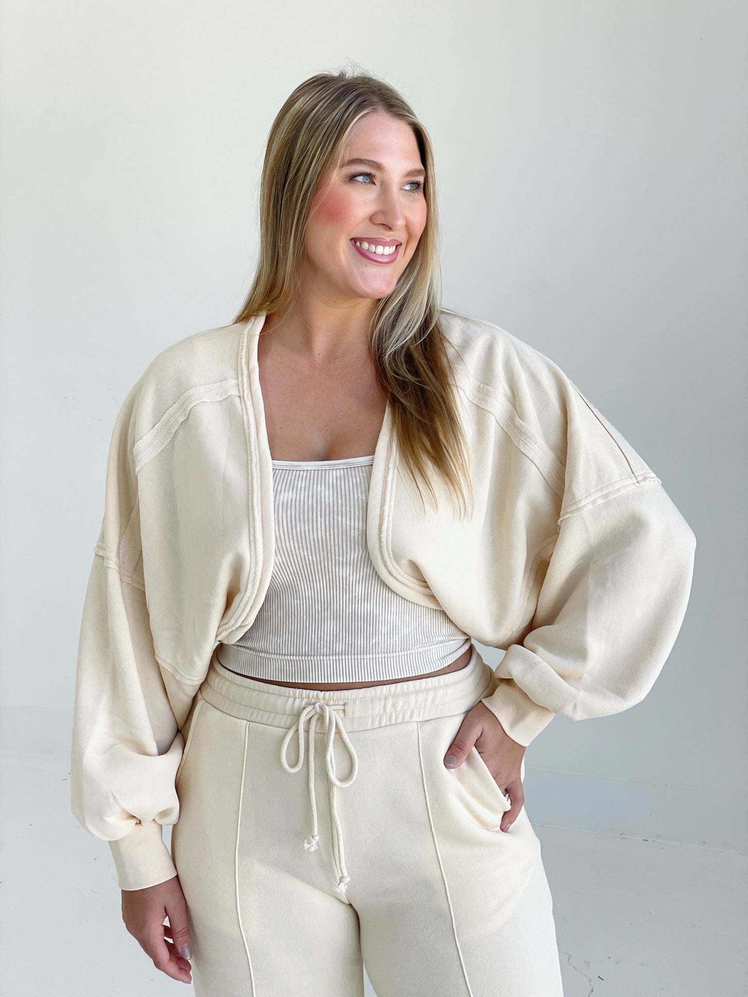 Lazy Wear Cropped Shrug - Alpaca