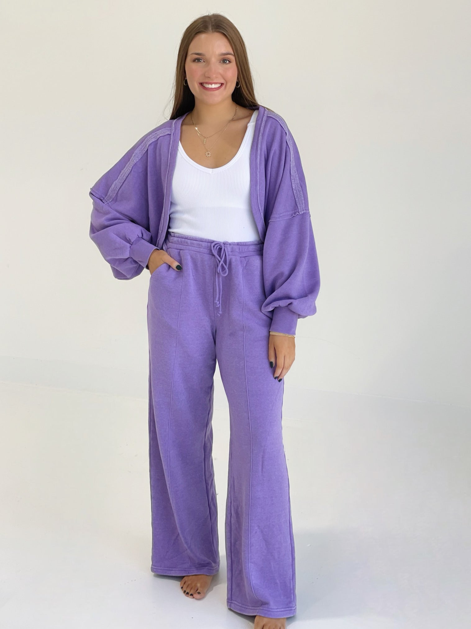 Lazy Wear Cropped Shrug - Lavender