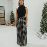 Plaid To Be Here Pants - Black/Taupe