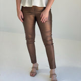 Back Again Leather Skinny Trousers - Mocha