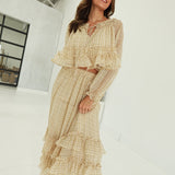 Kendra Plaid Skirt Set - Khaki