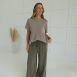 Zina Wide Leg Pants - Olive