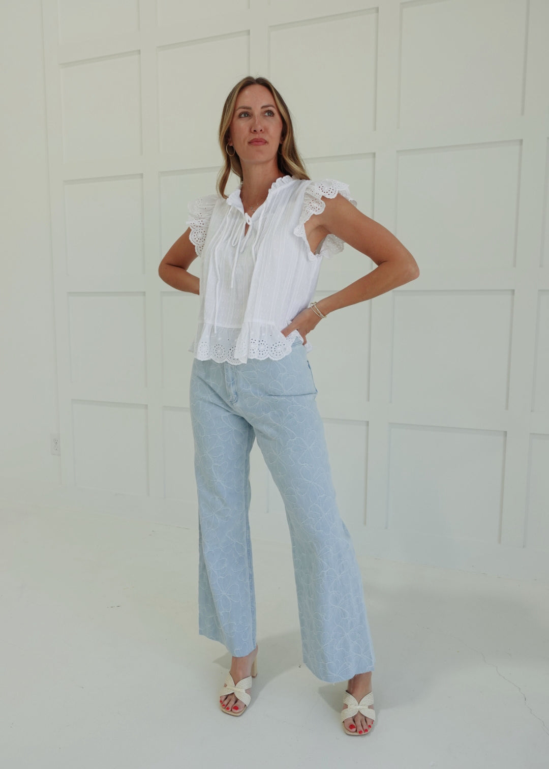 Jessibell Stitched Pants - Lt Denim