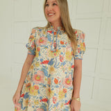 Seasonal Bloom Mini Dress - Blue