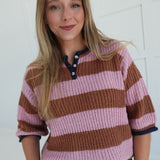 Come One, Come All Sweater - Camel/Pink