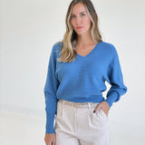 Henley Sweater Top - Blue