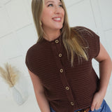 Dawn Sleeveless Cardigan Top - Brown