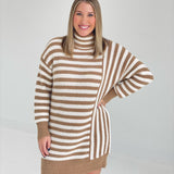 Levi Striped Sweater Dress - Khaki