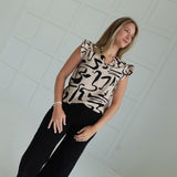 Destined Abstract Blouse - Tan