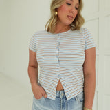 Take A Hint Top - Light Blue Multi