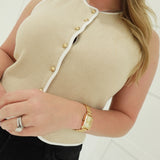 Alexia Knit Vest - Beige/White