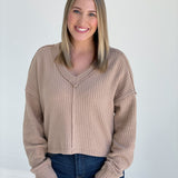 Softer V Neck Sweater - Mocha  *CM