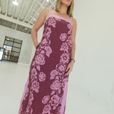 Mocha Meadow Midi Dress - Burgundy