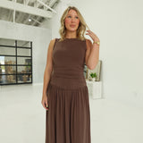 Taking Sides Maxi Dress - Brown