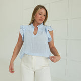 Felina Ruffle Top - Sky