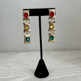 Hammered Gem Stone Drop Earrings