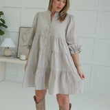 Anabelle Striped Dress - Taupe