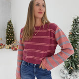 A Simple Look Sweater - Plum Combo
