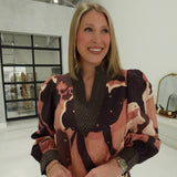 Louise Printed Top - Brown Combo