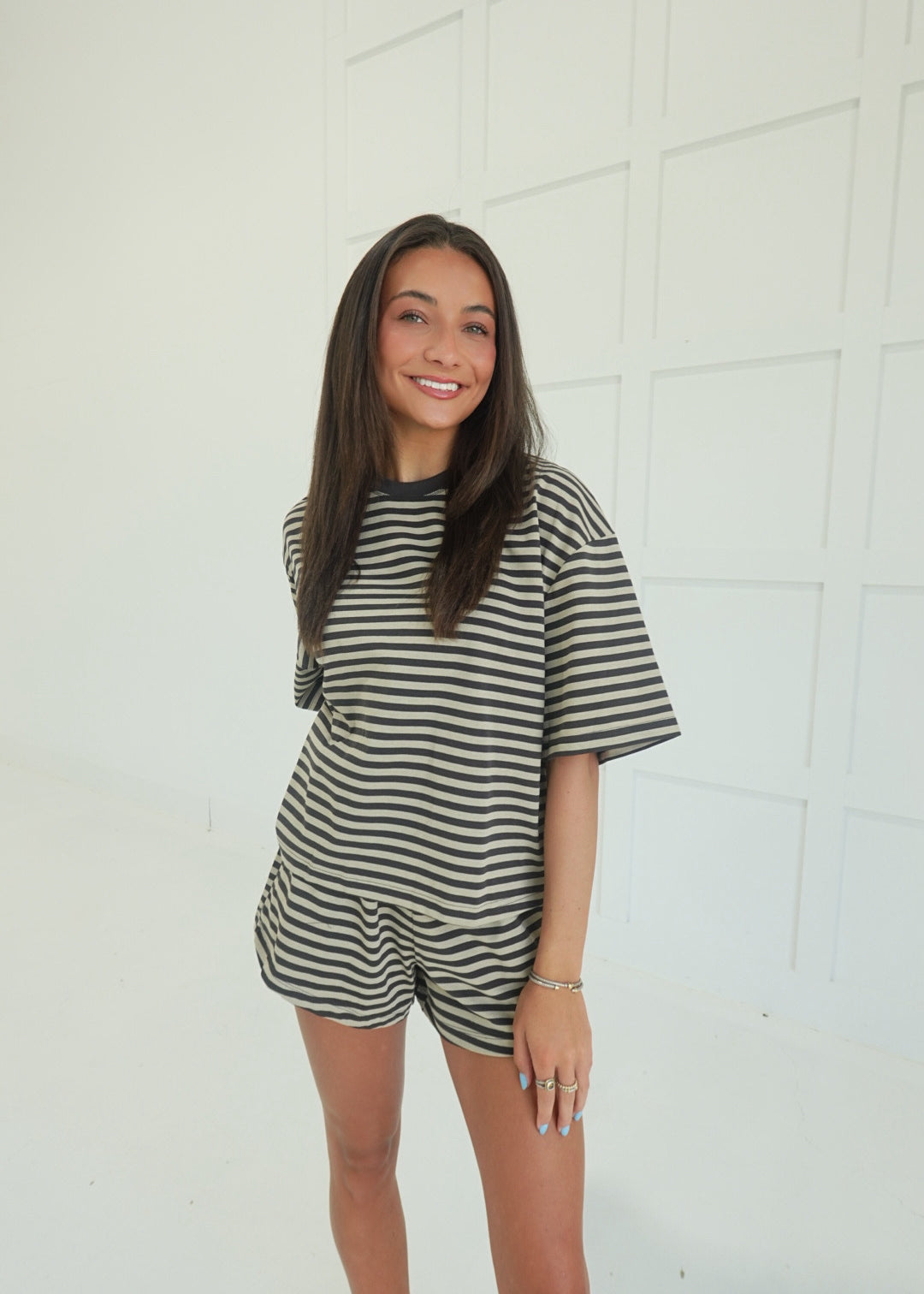 Drew Striped Set - Sand/Charcoal
