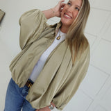 Match My Vibe Bomber Jacket - Taupe
