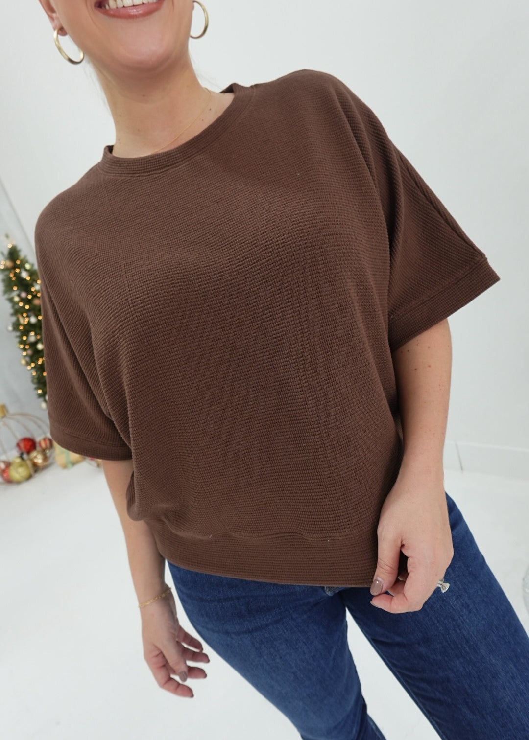 Double Down Banded Top - Brown