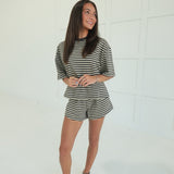 Drew Striped Set - Sand/Charcoal
