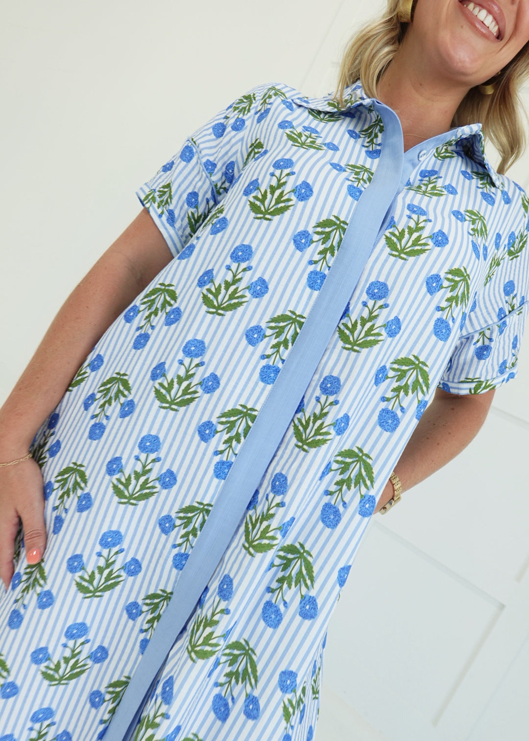 County Fair Floral Midi Dress - Blue