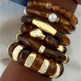 Stretch Bead Bracelet Set*** Brown