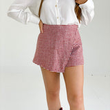 Touchdown Houndstooth Skort - Rust/White