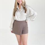 Solid Wrap Skort - Truffle