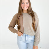 Stella Colorblock Sweater - Taupe Lt Oatmeal