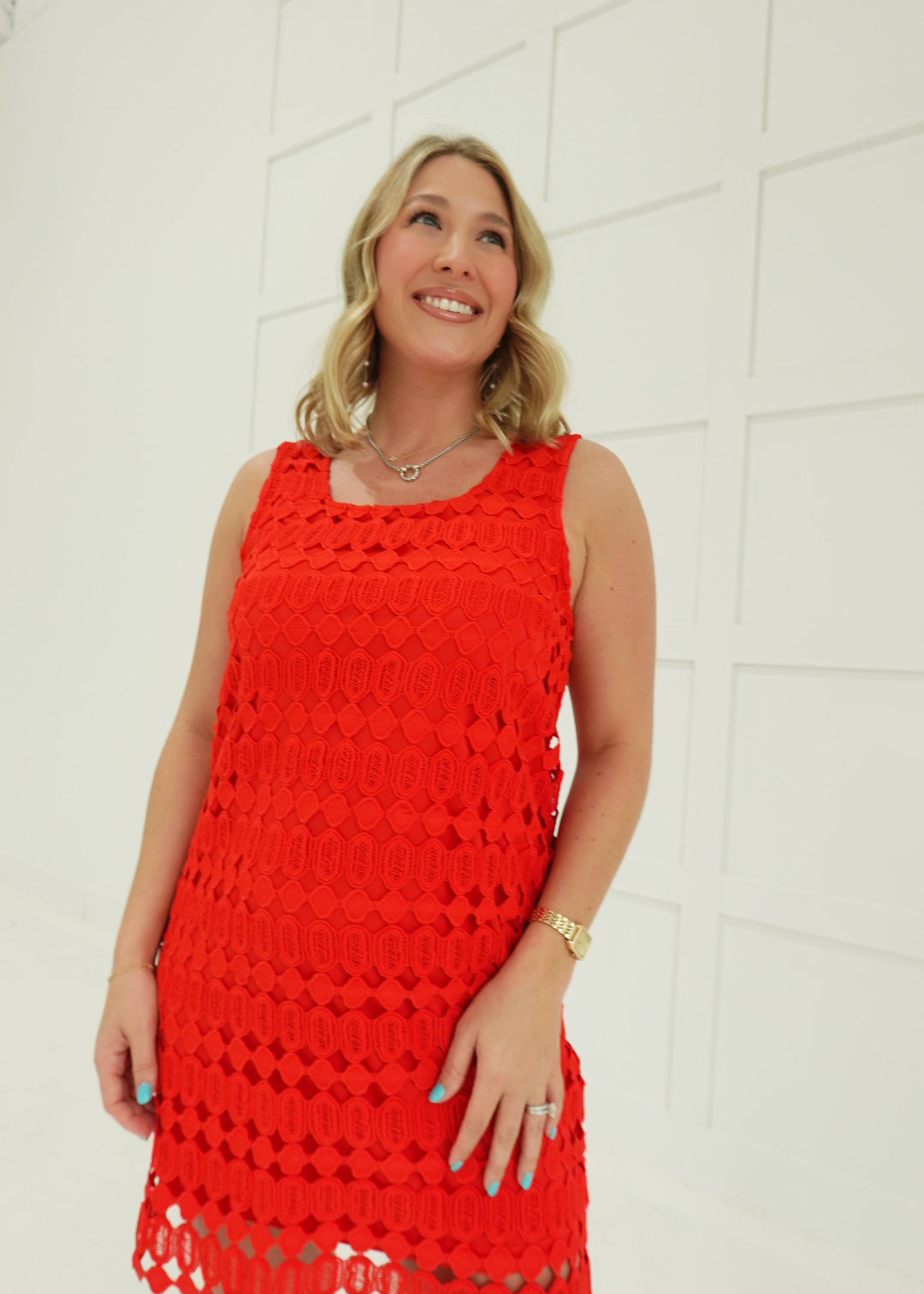 Betty Overlay Dress - Scarlet