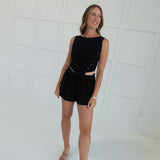 Mash Up Asymmetrical Top - Black